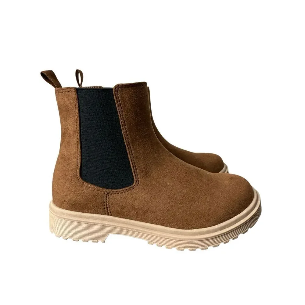 J.Crew Crewcuts Girls' lug-sole boots in brown suede size 13